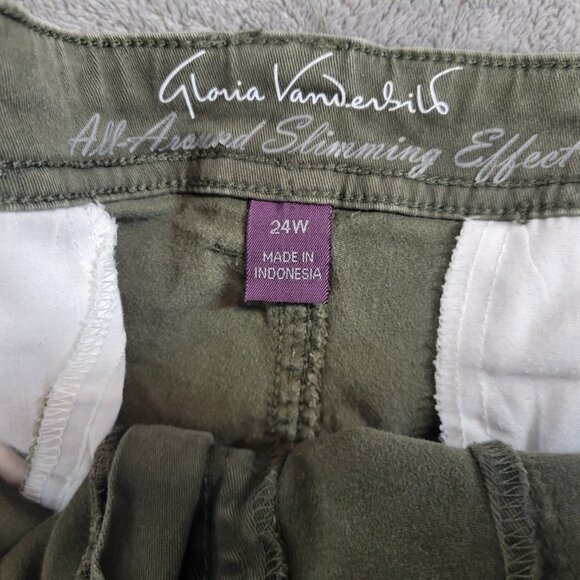 Gloria Vanderbilt Womens Jeans 24W Plus Capri Slimming Cargo Green Denim CAP57E - Picture 9 of 11